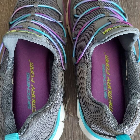 Skechers Sport Women's Loving Life Memory Foam Sneaker, Charcoal/Multi Size 8.5 - Picture 6 of 9
